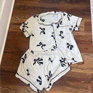 Black and White Bow Pajama Set